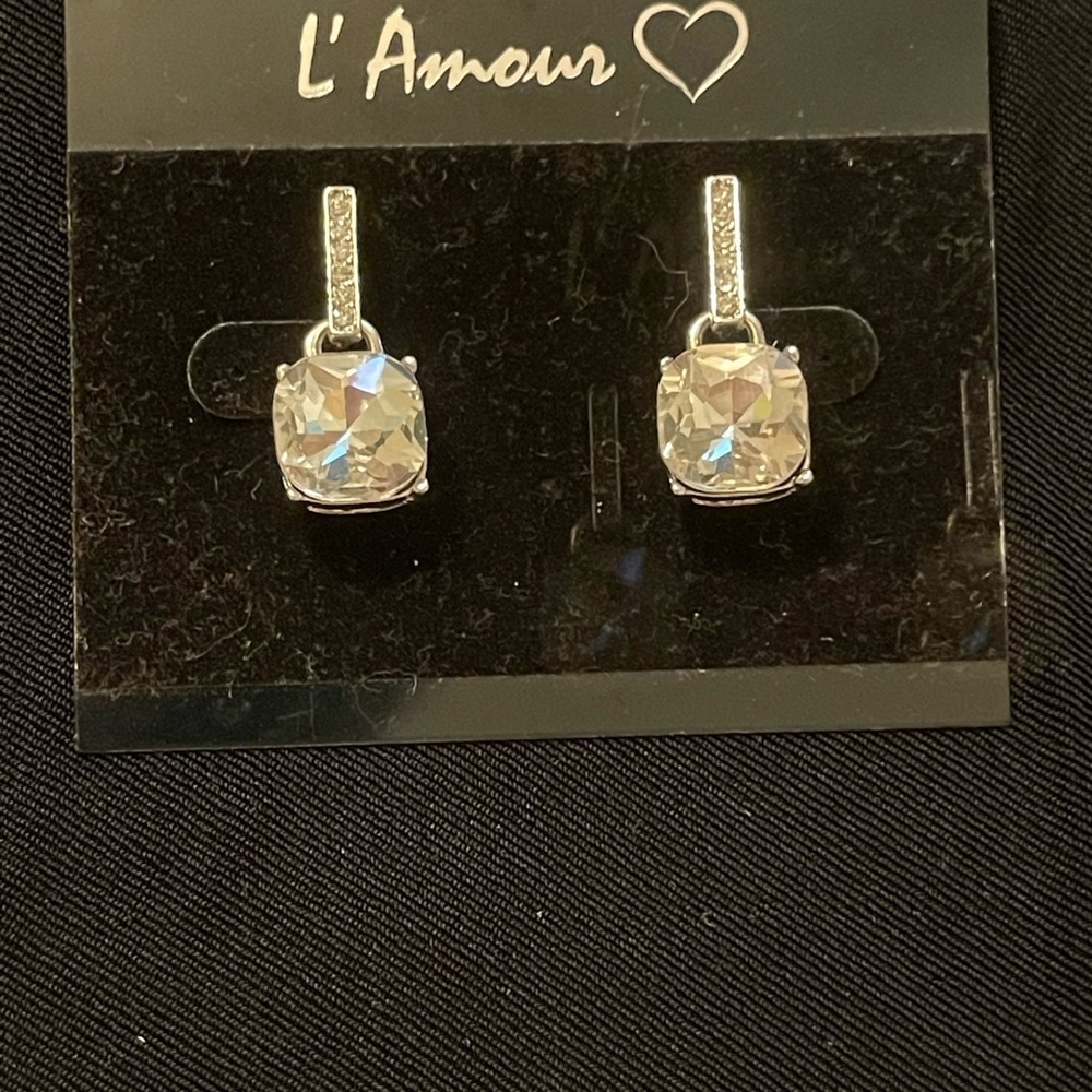 L'Amour Sparkling Silver Earrings - Picture 1 of 3